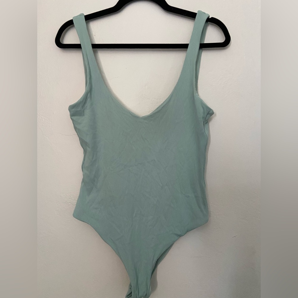 L*Space Mint Green Ribbed One-Piece Bodysuit Size L